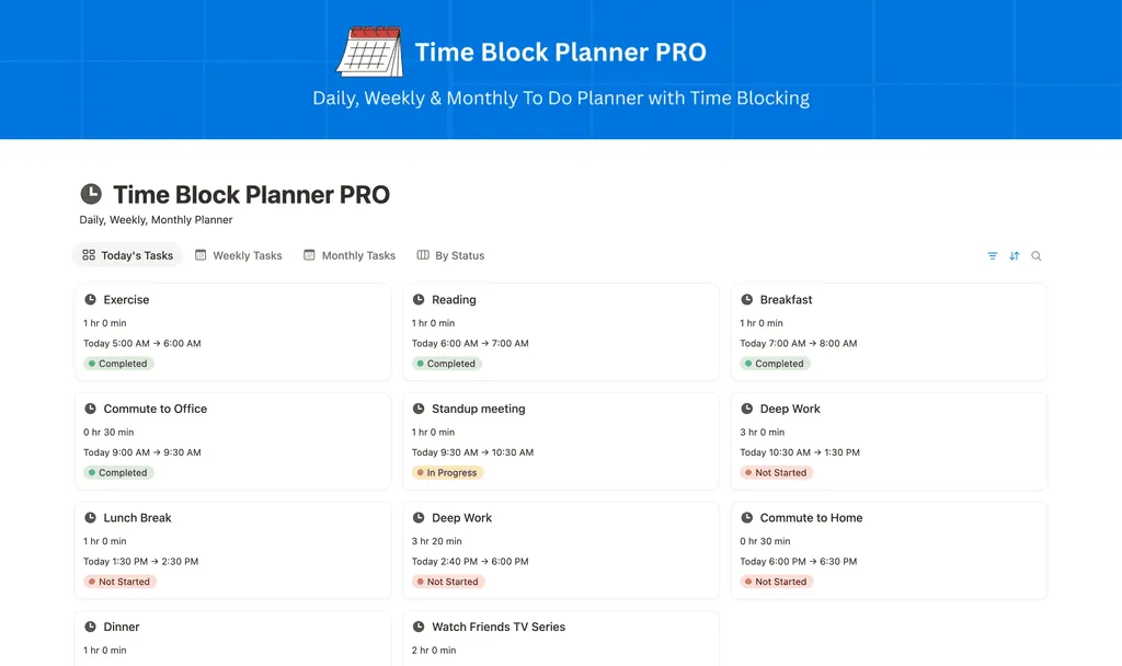 Time Block Planner Notion Template