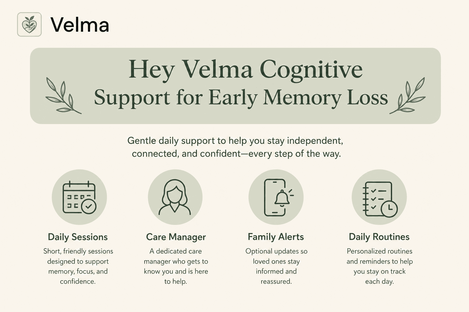 Hey Velma cognitive support for early memory loss