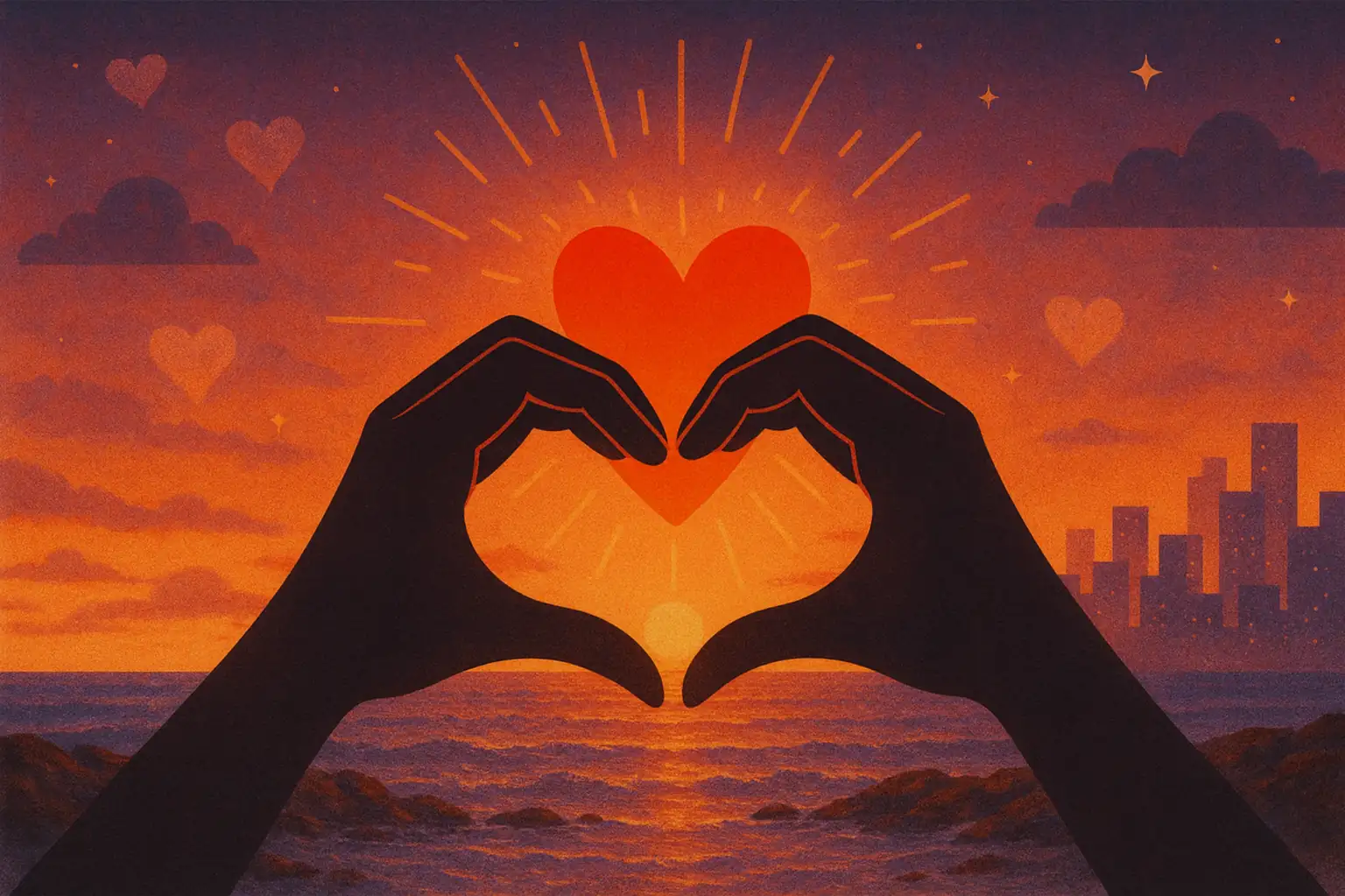 beautiful sunset, romantic atmosphere