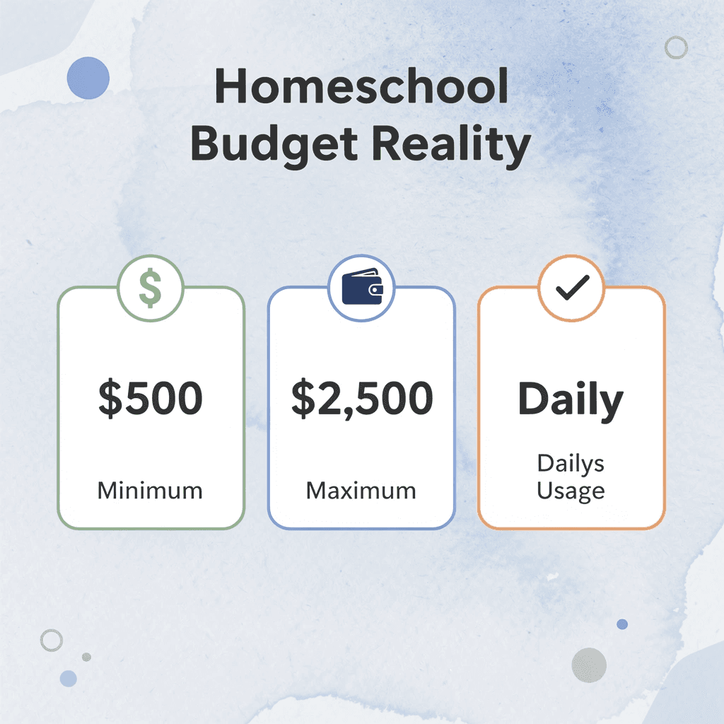 Statistics showing homeschool budget ranges and daily usage importance