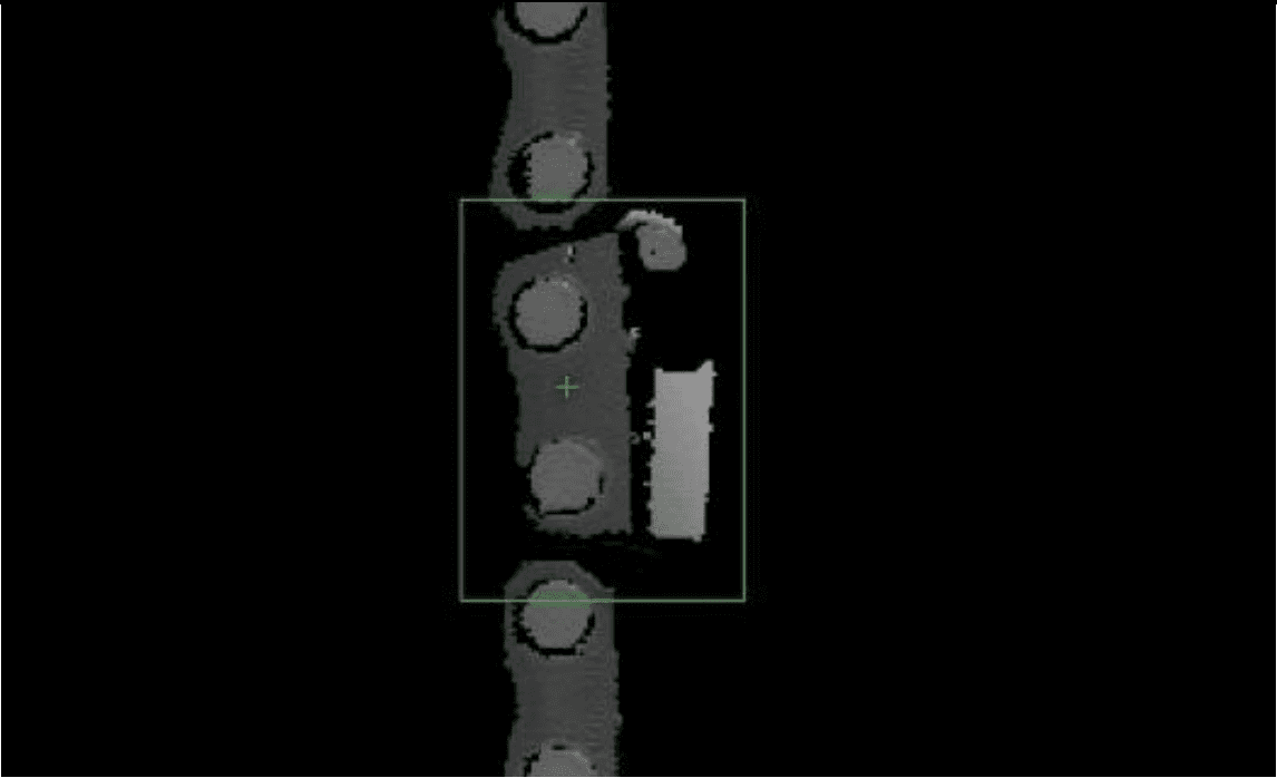 Up close scan of a broken chainsaw blade