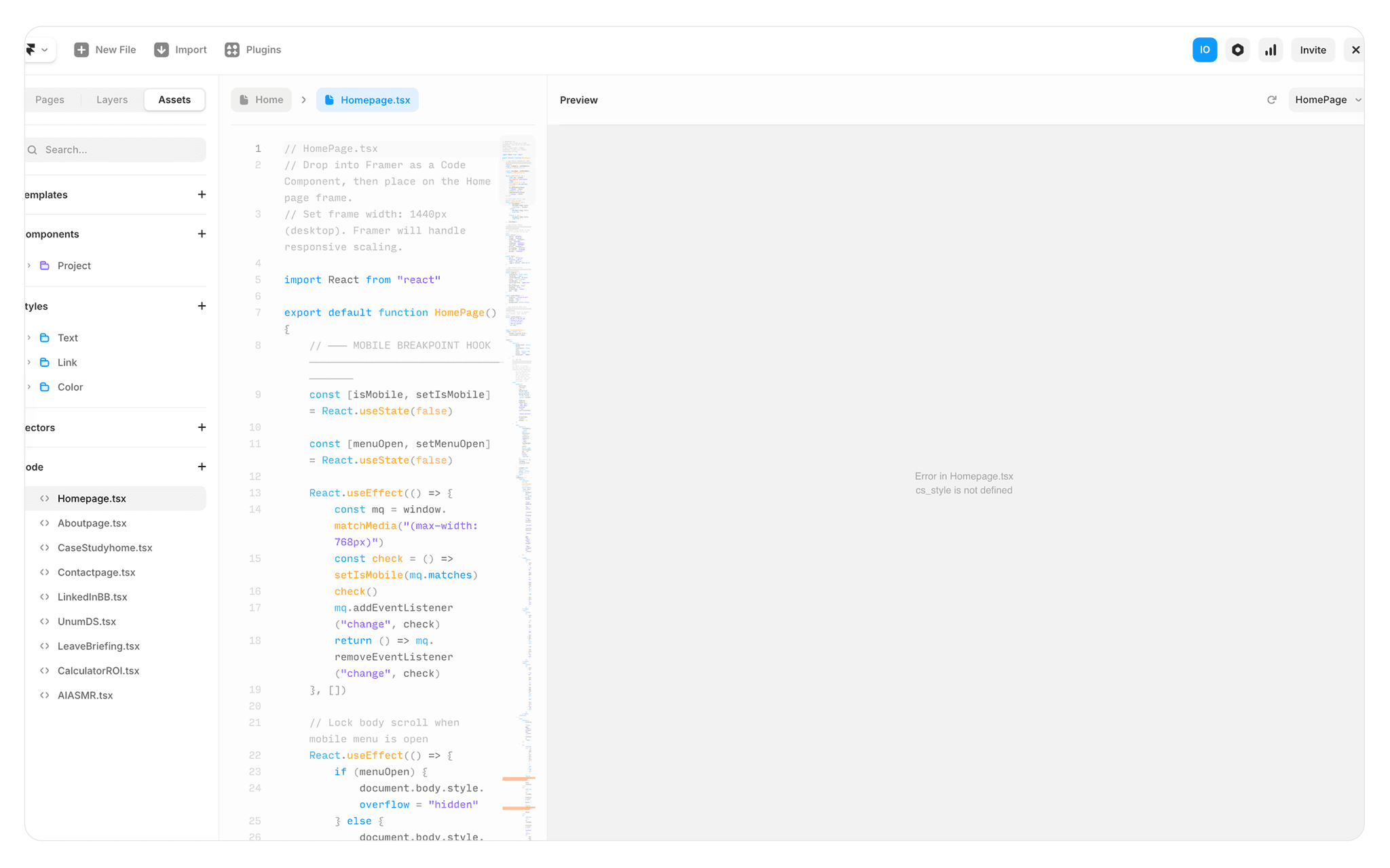 Troubleshooting moment — Framer compiler error and the fix