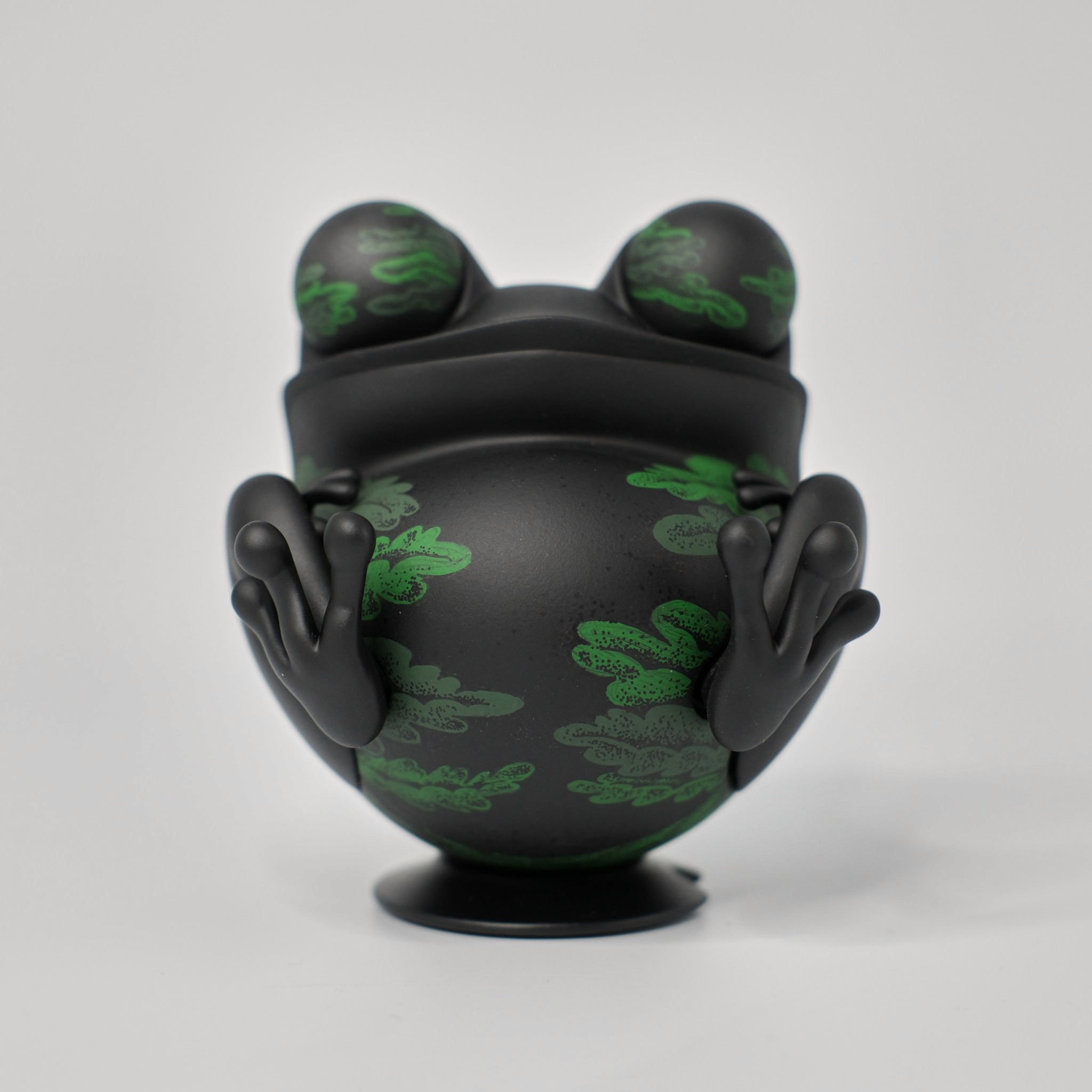 Custom Tegooroo frog figure, full view in dark green