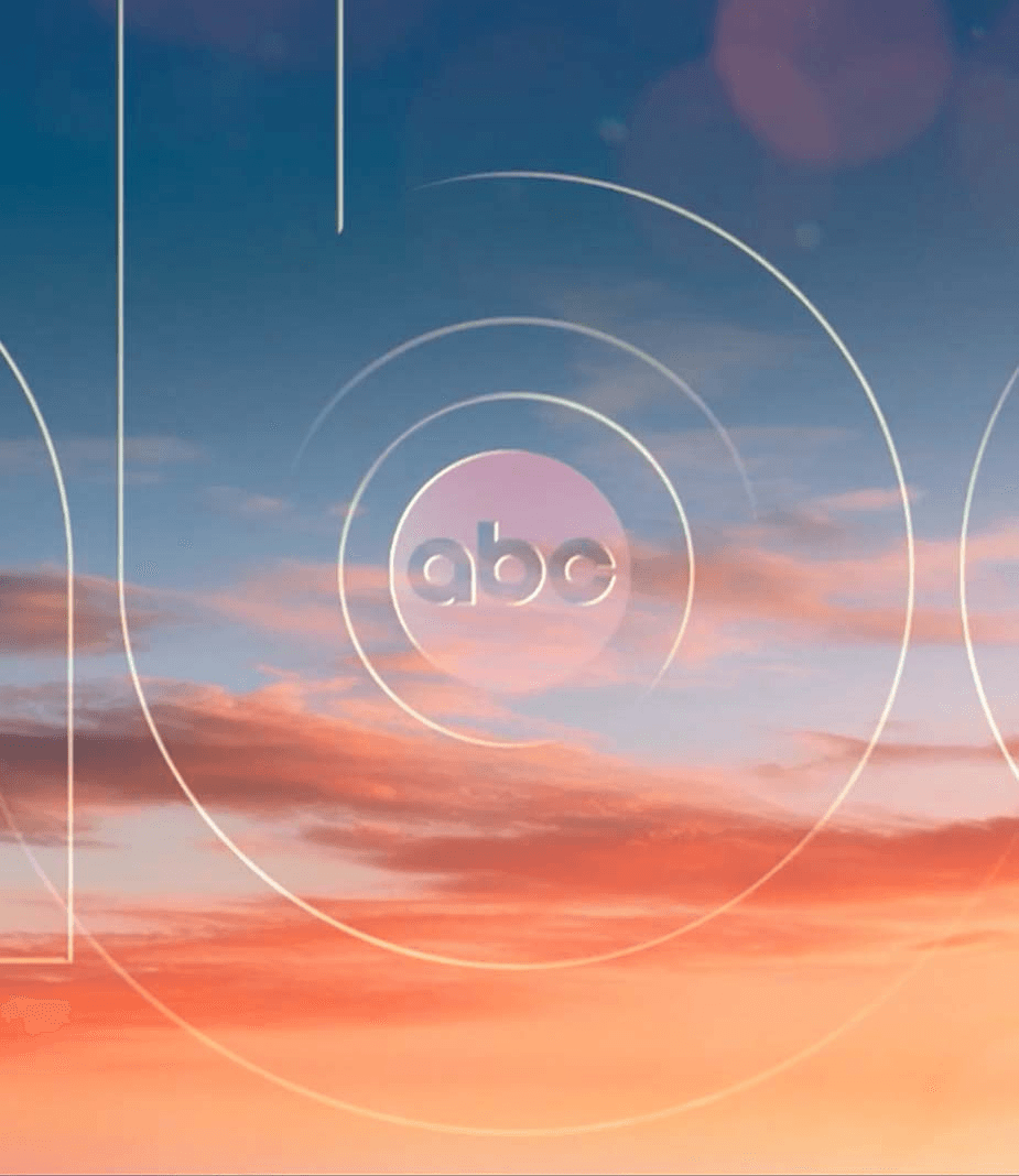 Stylized ABC logo over sunset sky, representing the network-aligned visual system developed for 9-1-1’s ABC debut and its influence on the broader ABC brand refresh.