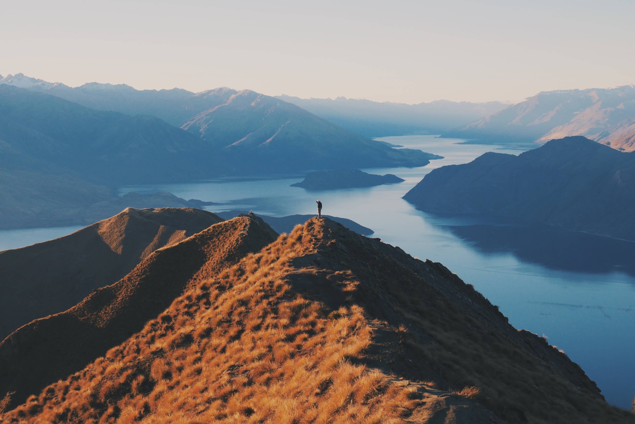 Human on moutain summit