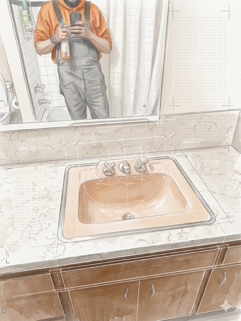 illustrative example of vintage sink install