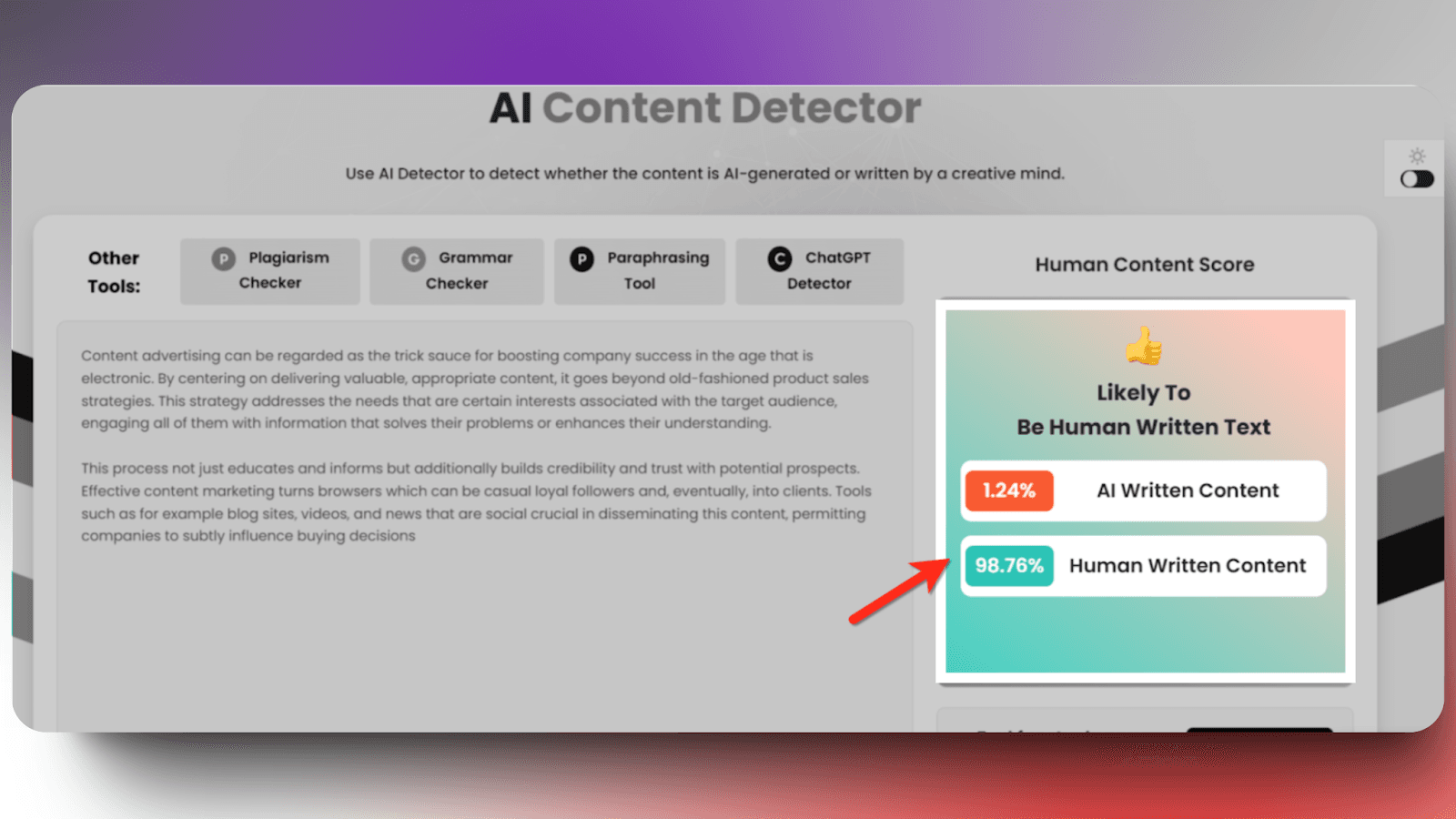 Chimp rewriter - human content score