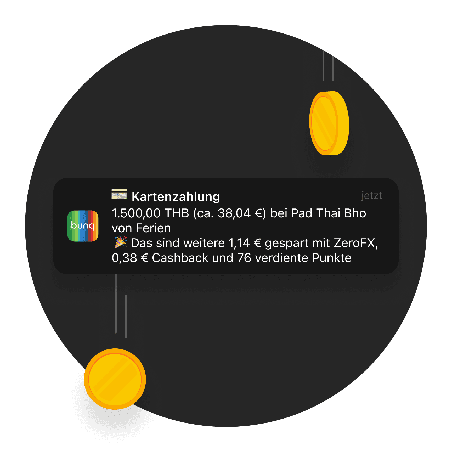 Screenshot eines Tweets mit Text über ein aktuelles Ereignis, mit runden Grafiken auf einem dunklen Hintergrund.