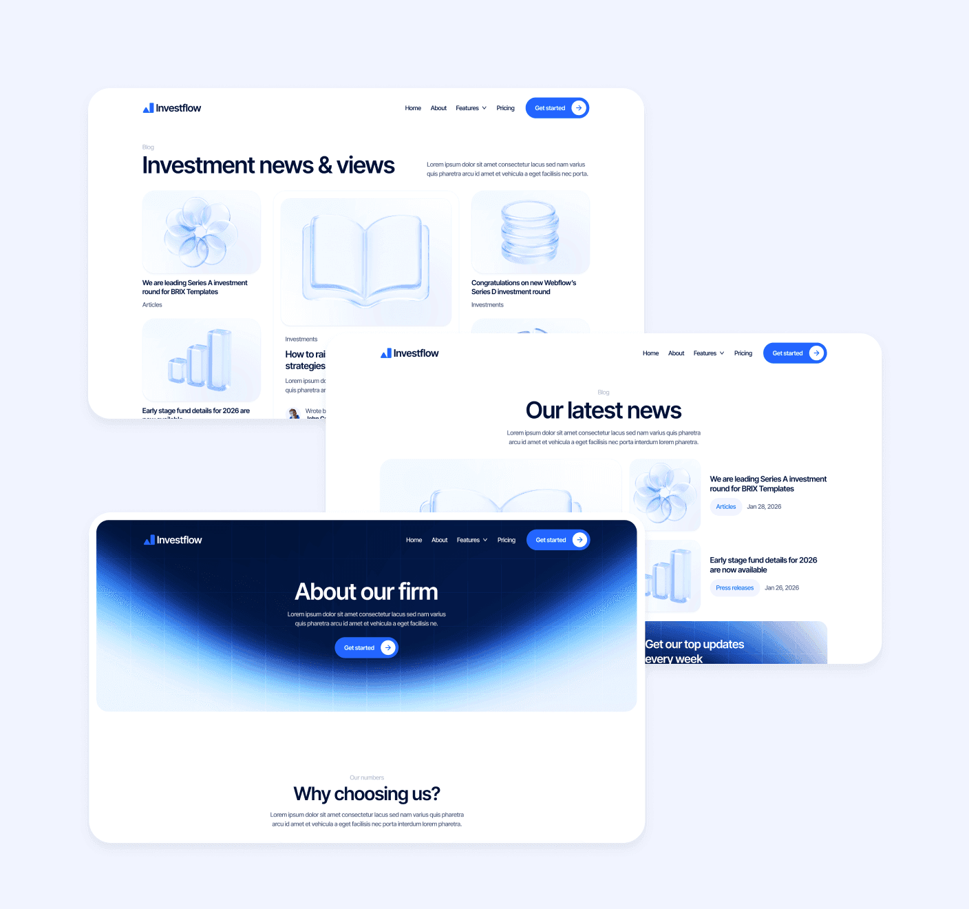 Investflow - 32+ Sections Included - Investment Firm Framer Template