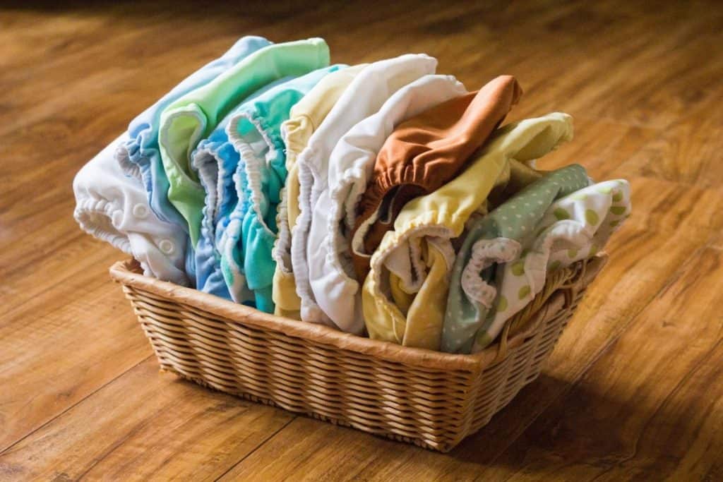 Extreme Frugality - basket of cloth diapers