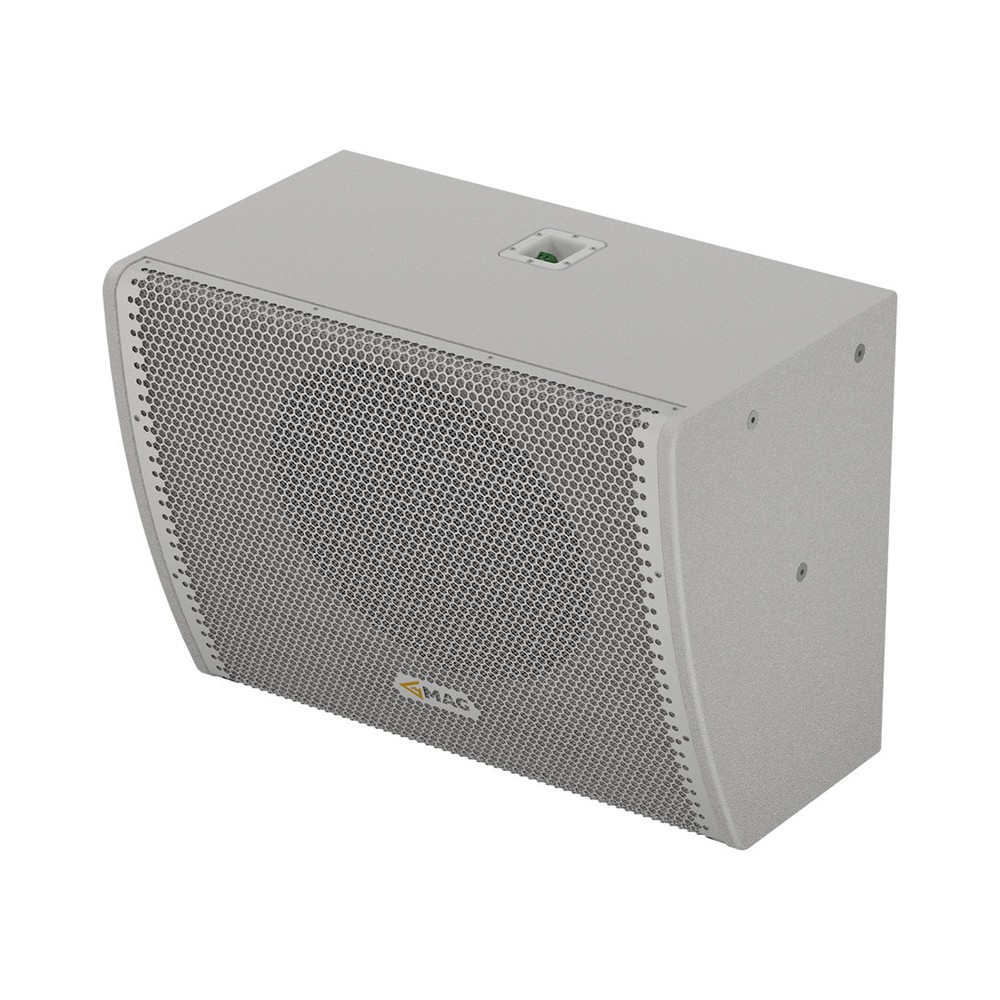 White speaker cabinet with honeycomb grille and "MAG" logo.