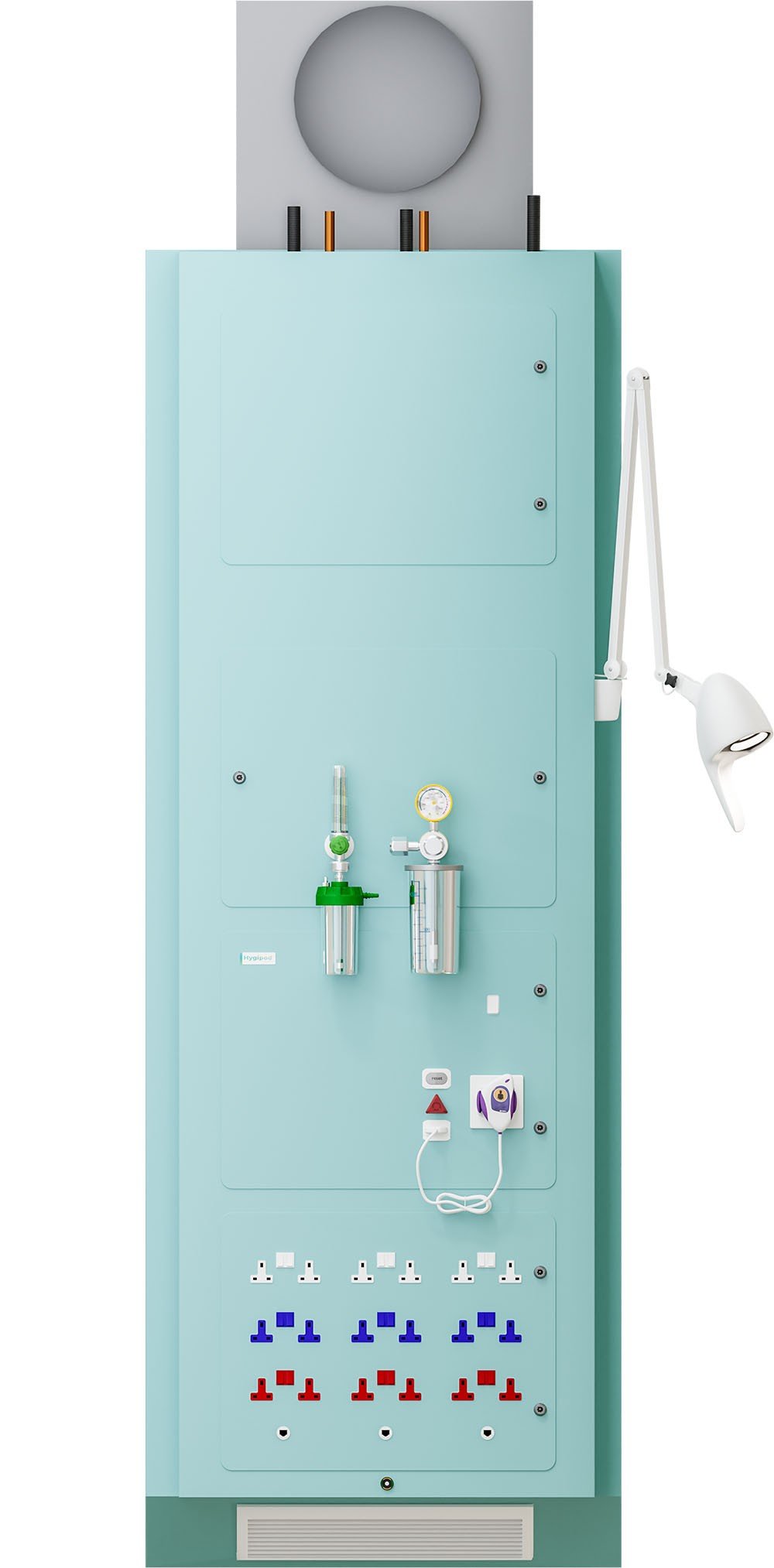 Hygipod MSU bed head trunking with integrated vent at base