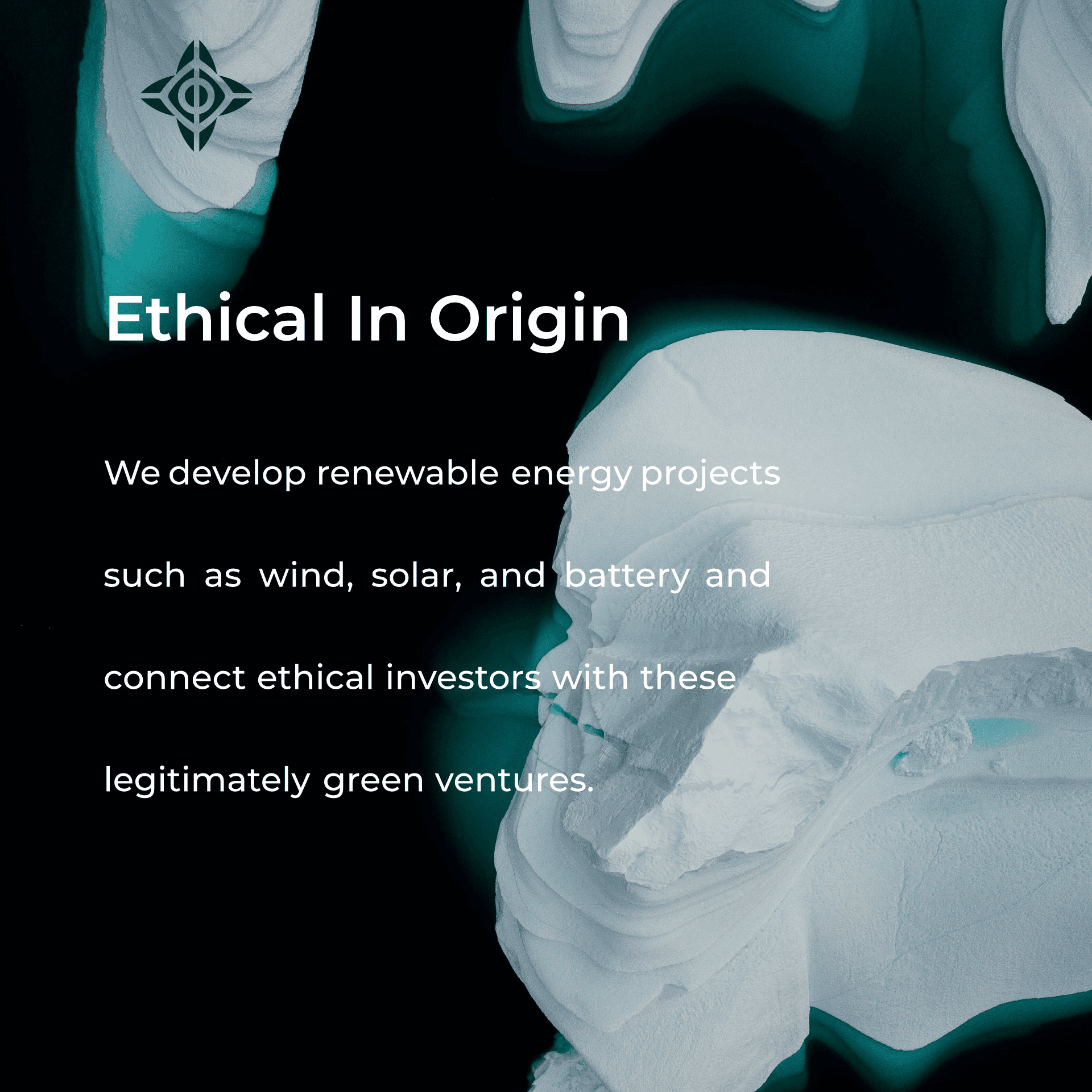 Dark UI screen design – Web branding or app interface for Irish sustainability client.