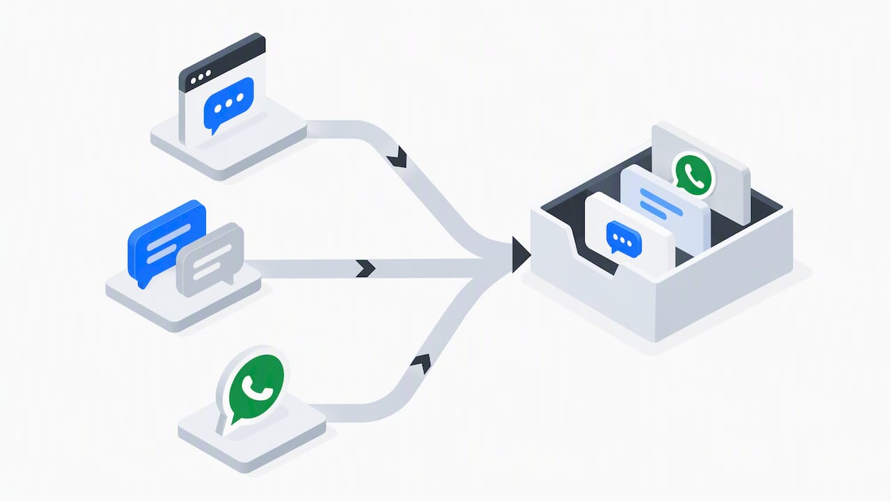Several message channels converge into one inbox