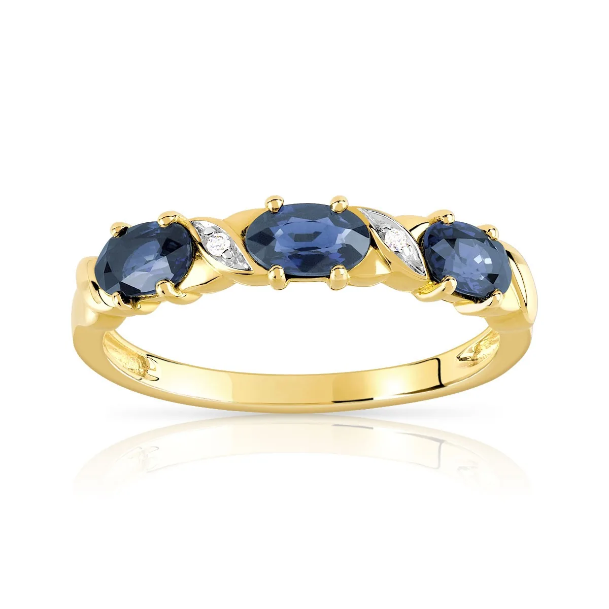 Bague en deux ors 375 sertie de diamants et saphirs