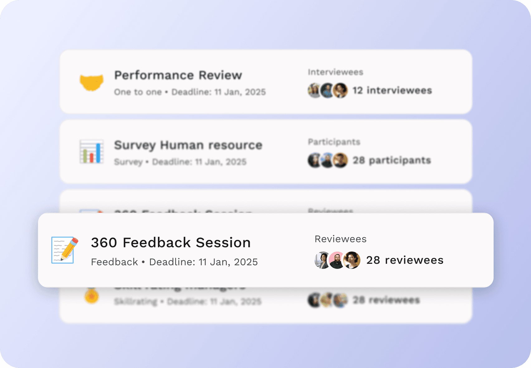 Run 1:1s, surveys, and feedback 360 in any language