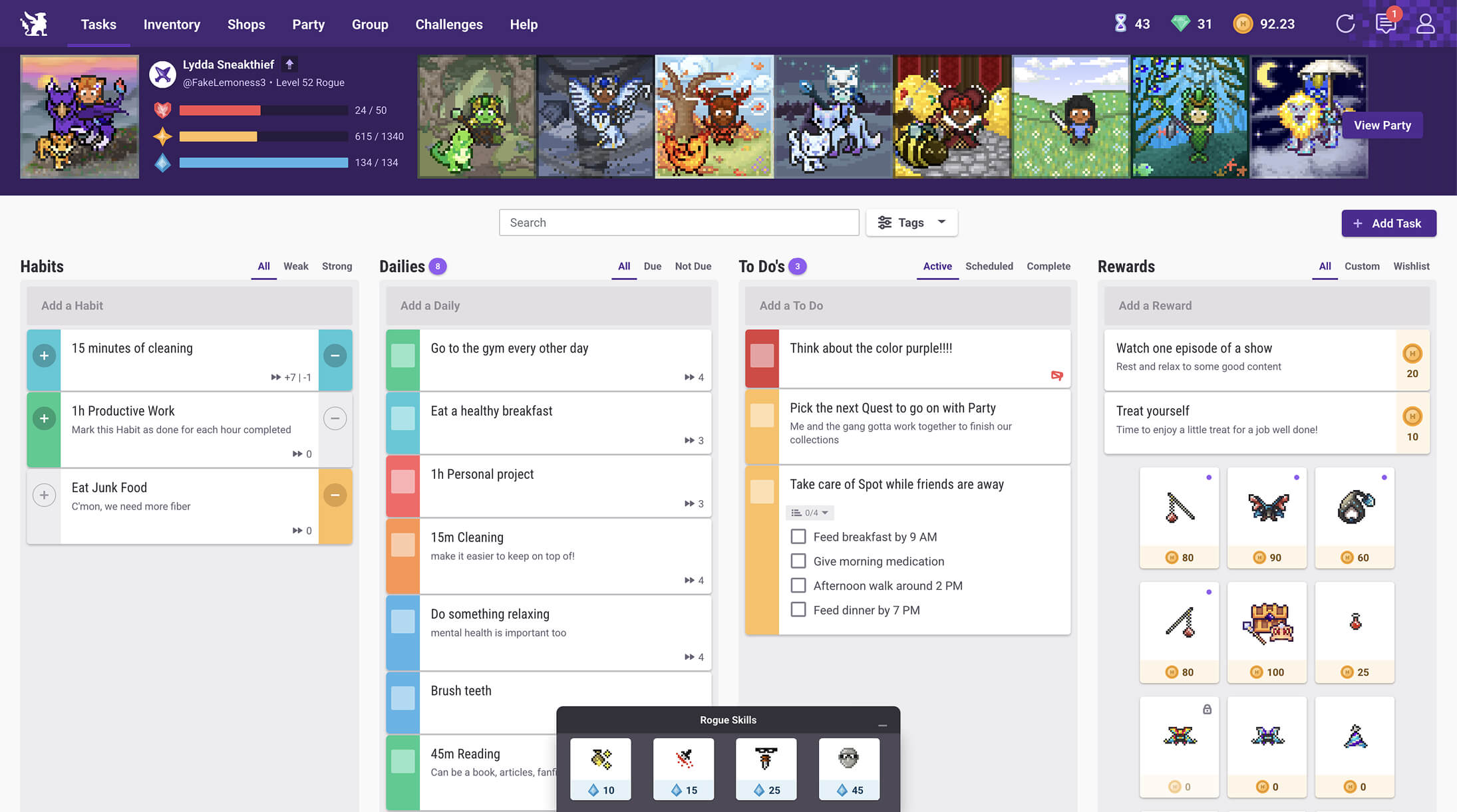 Habitica screenshot