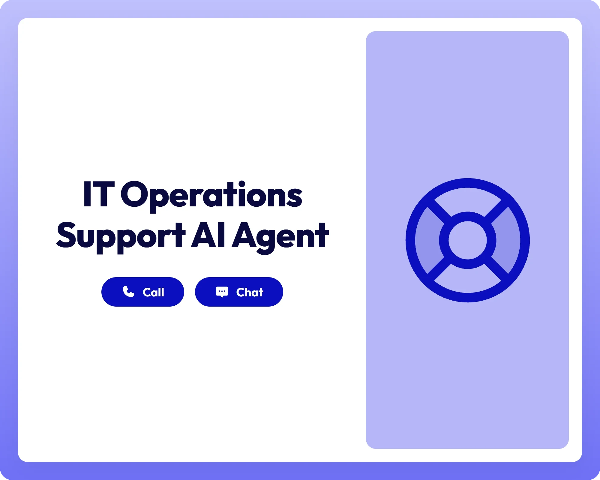 ai it support agent offers call and chat support with a lifebuoy icon for technical assistance
