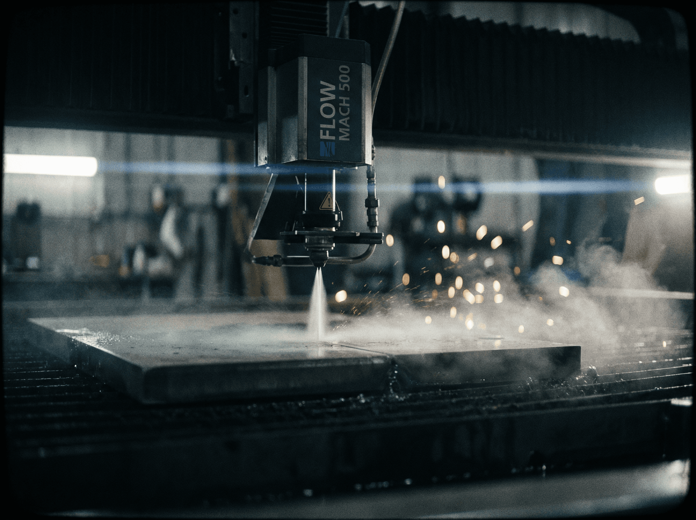 Waterjet cutting on sheet metal with a high-pressure water jet