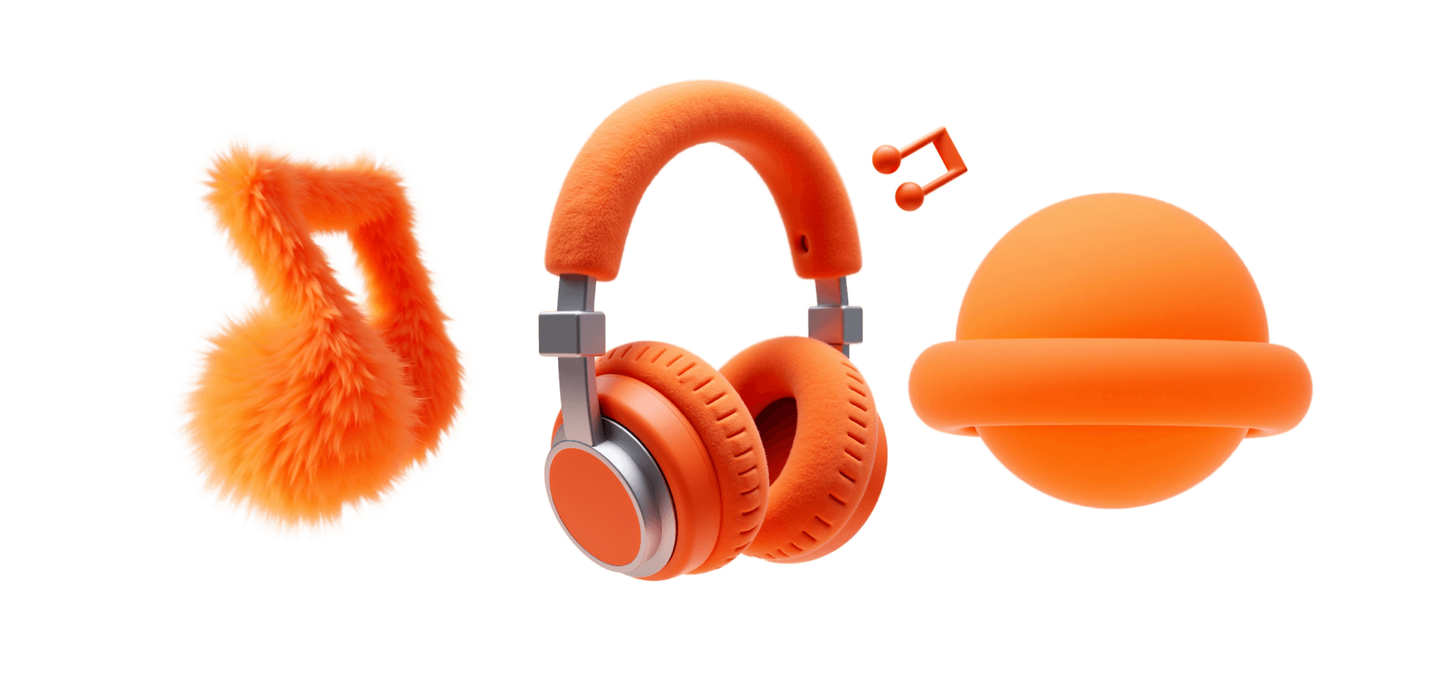 3d icon of fluffy orange headphone generated by  oven ai free