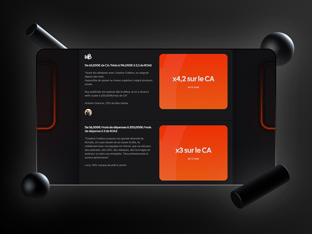 Section présentant les offres pour créateurs et marques, par Keyz Digital.