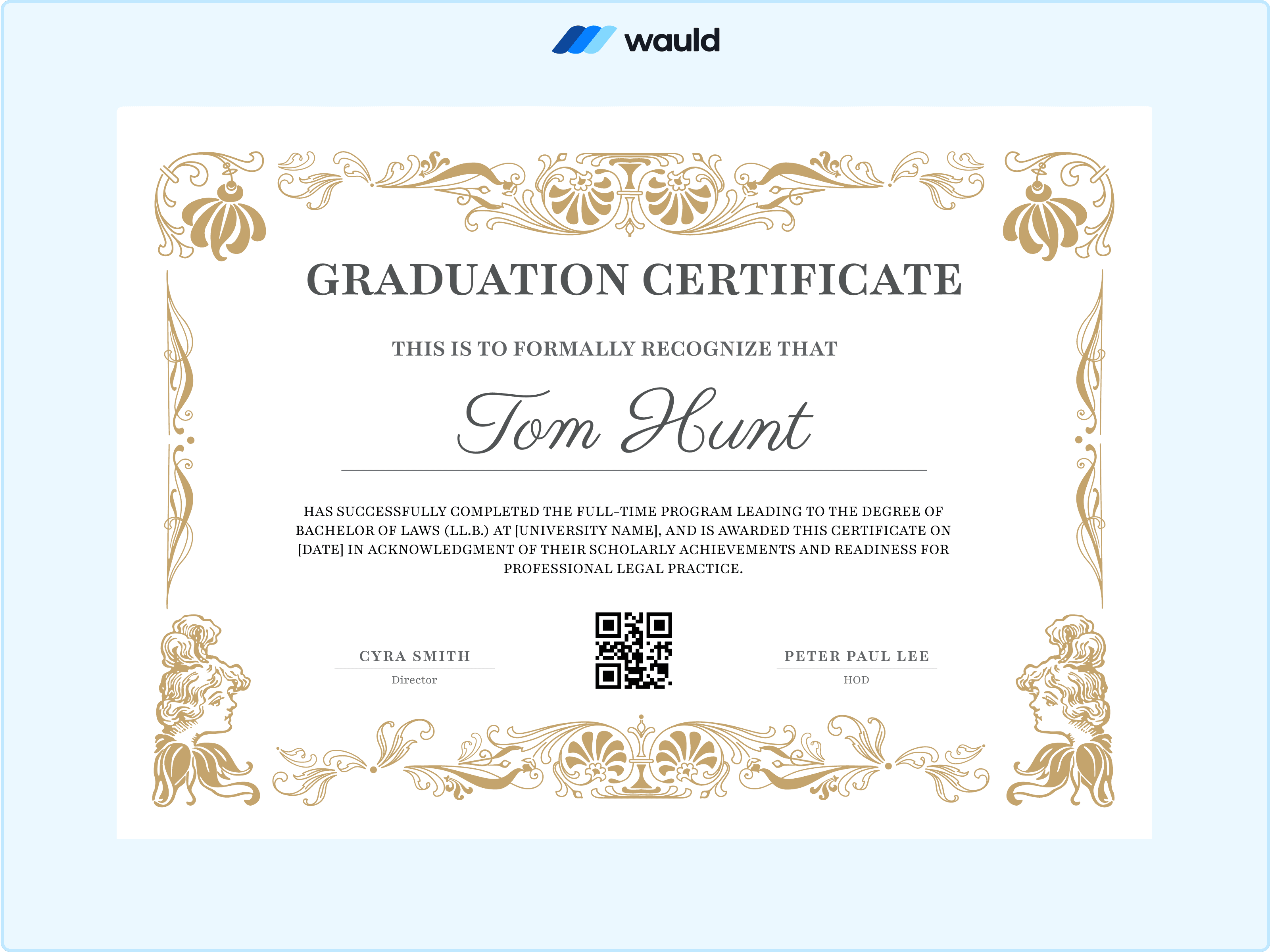 Wauld - Regal certificate of graduation template