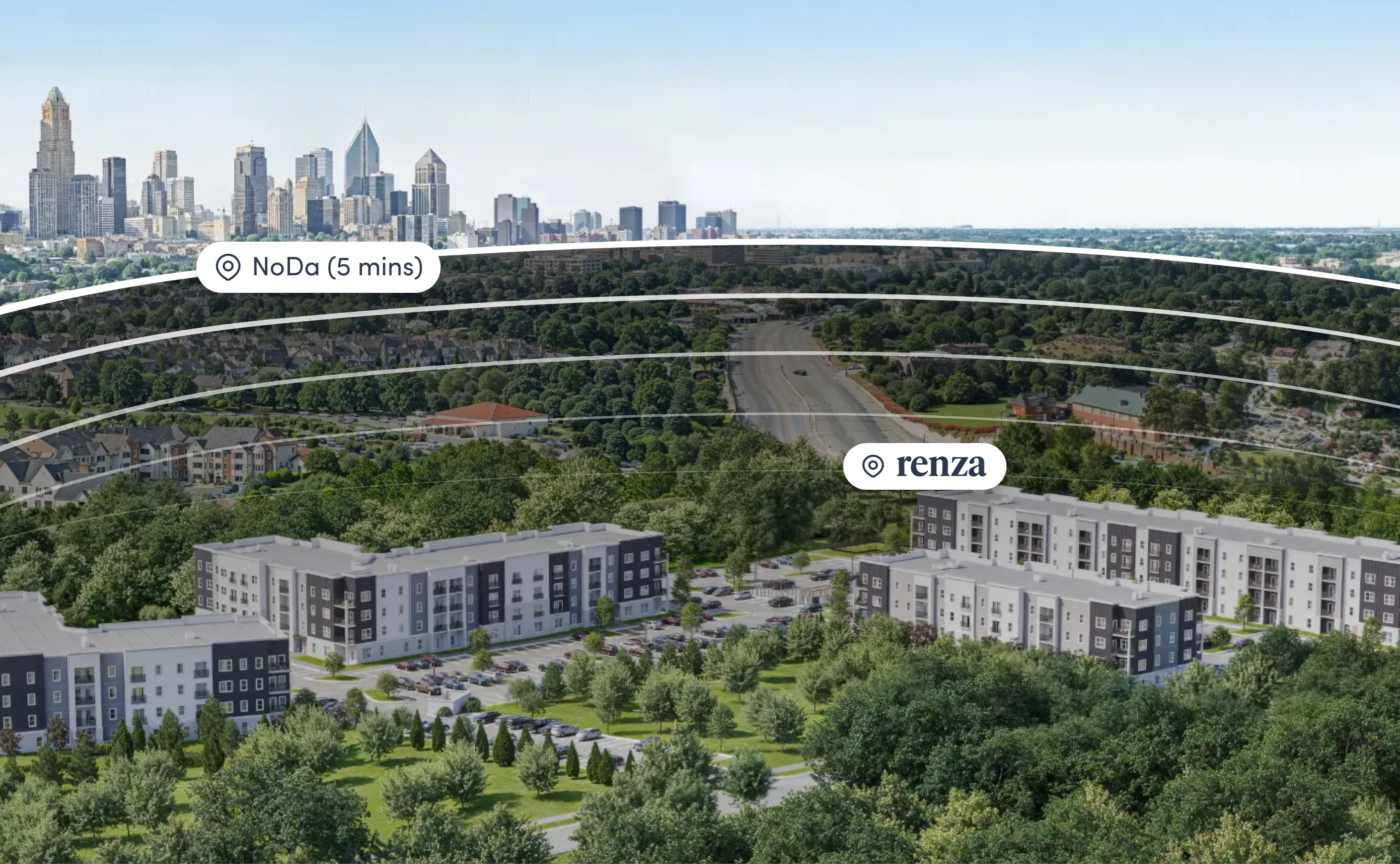 Proposed design for new apartment development in Charlotte, showcasing modern architecture and community spaces.