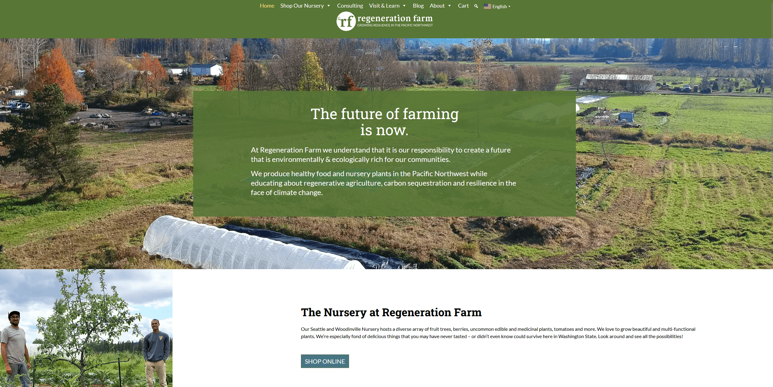 Regeneration Farm website