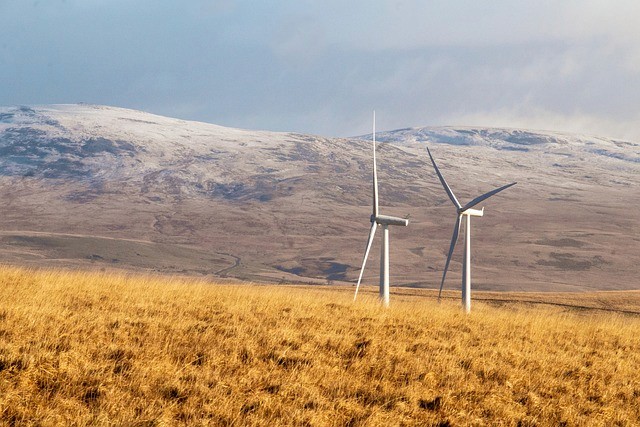 Wind turbines on a mountain side