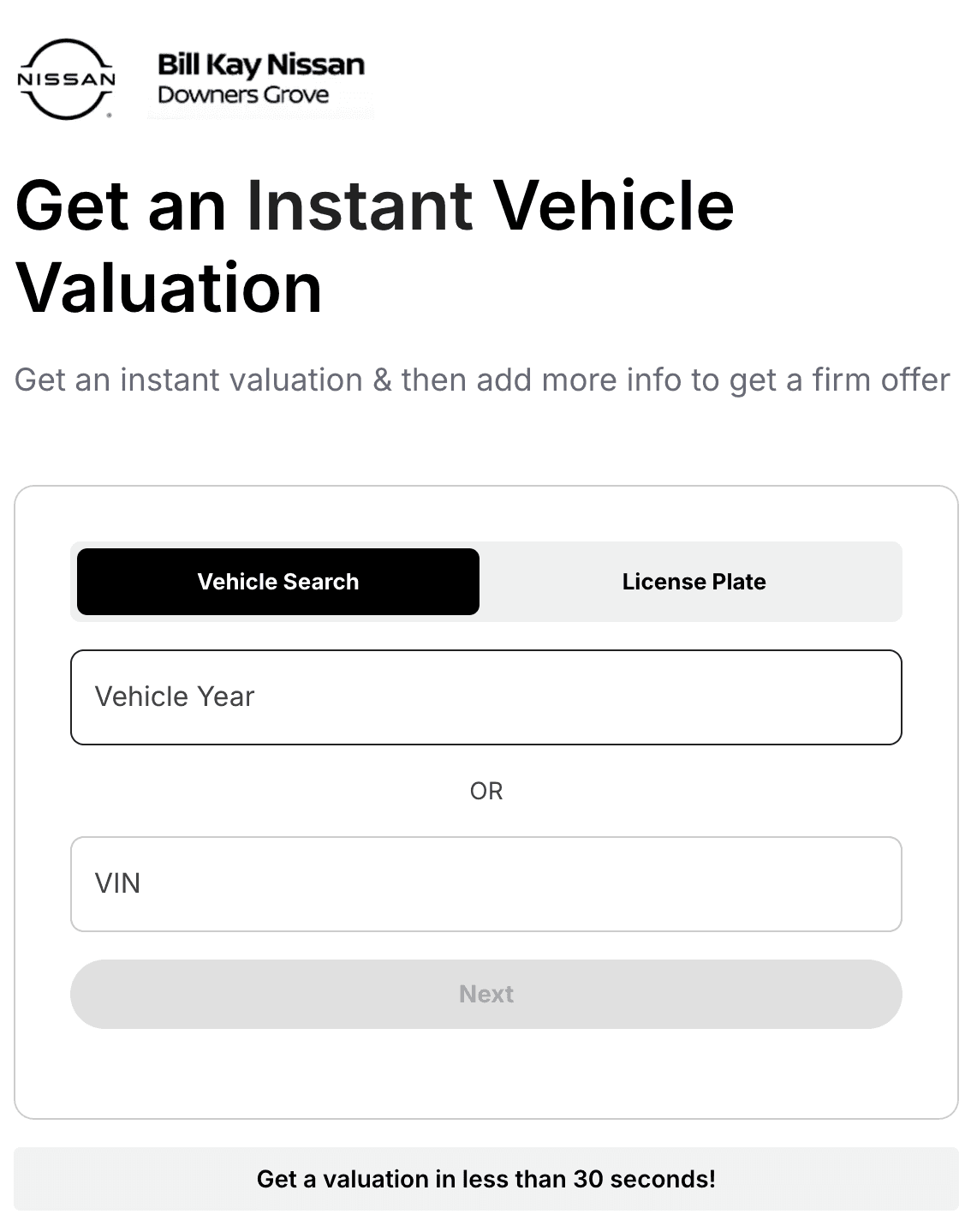 BILL KAY NISSAN trade-in tool