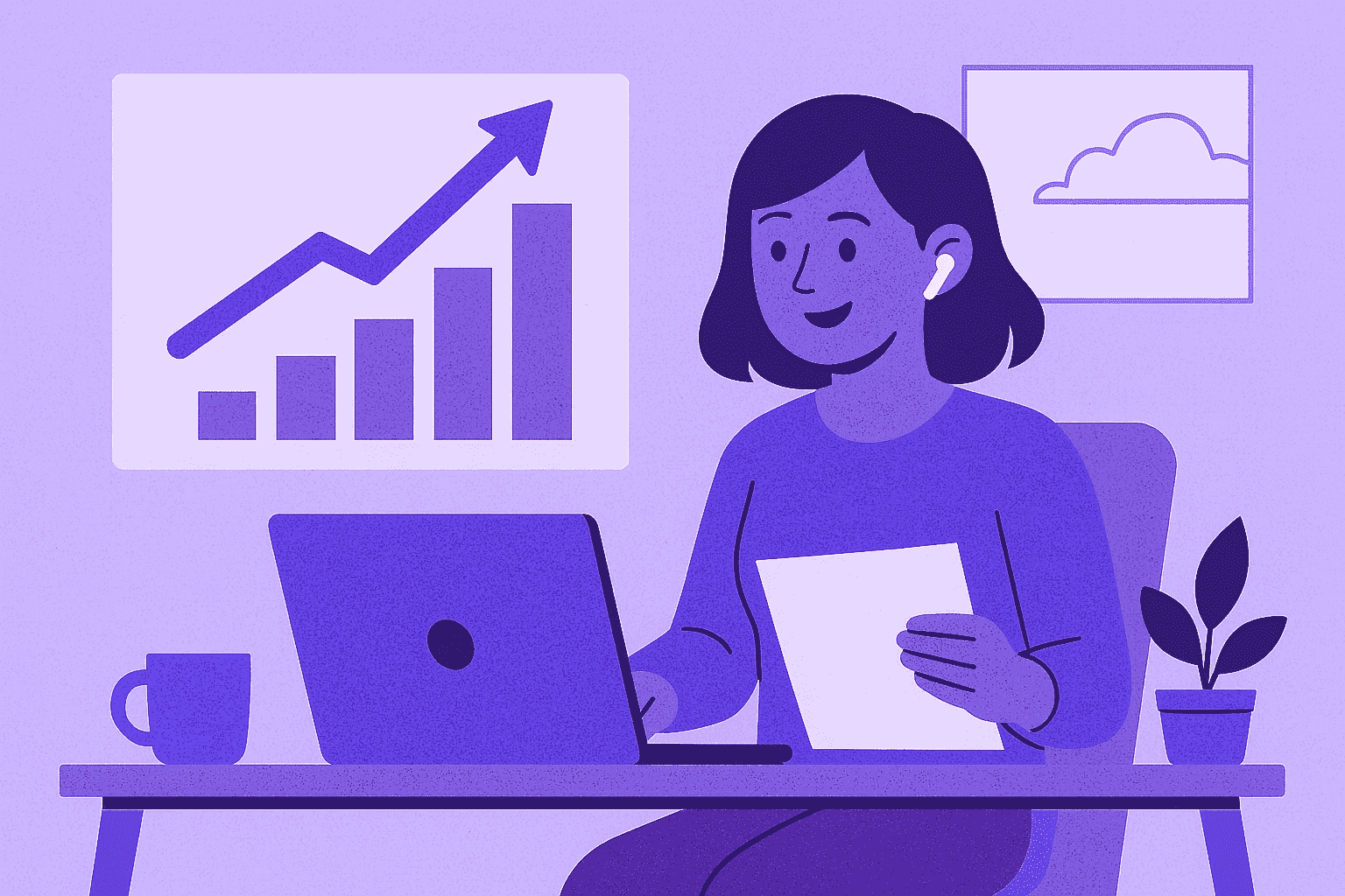 Flat-style digital illustration showing multiple remote team members collaborating through online screens connected by workflow lines, symbolizing smooth communication and team efficiency.