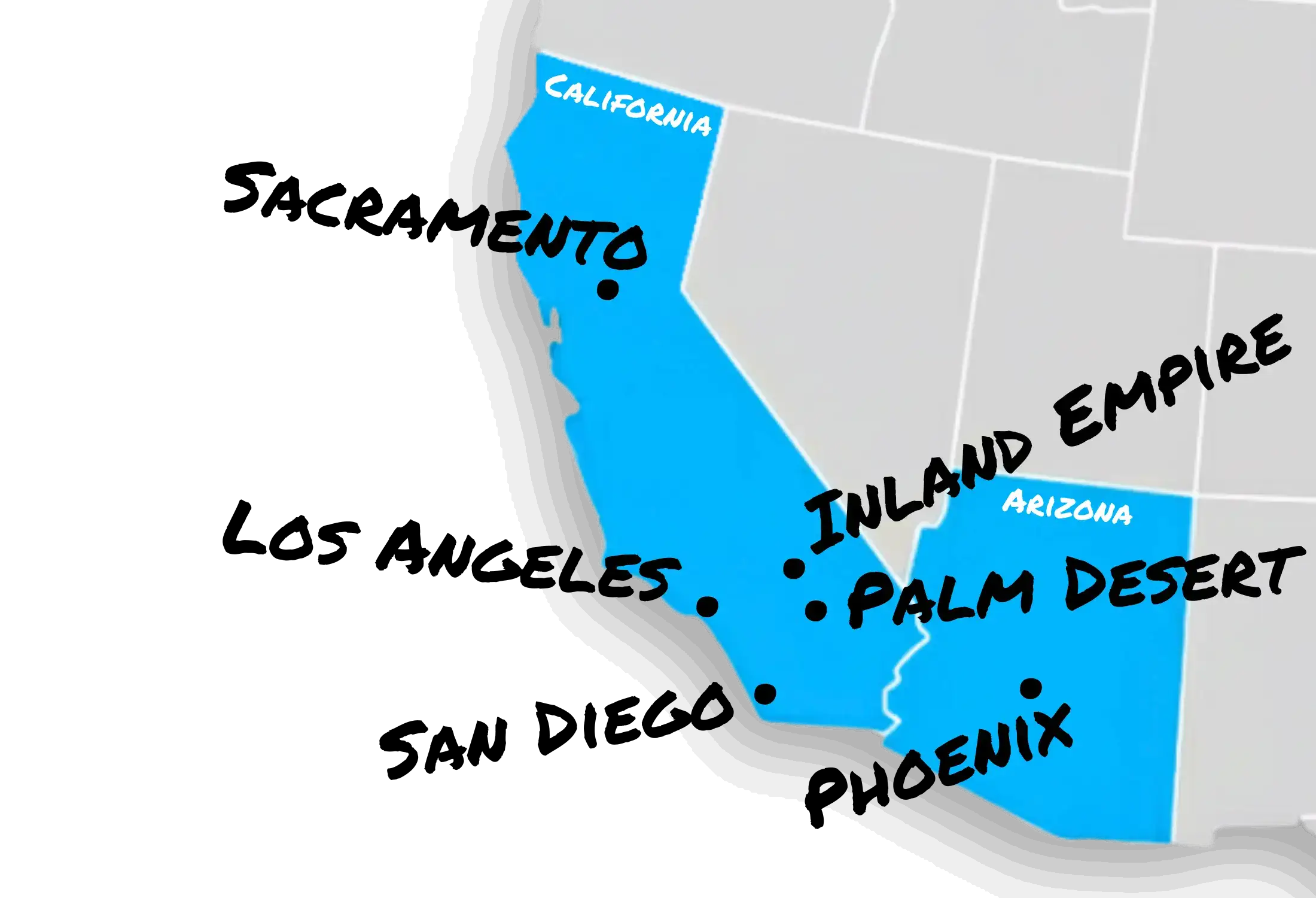 PaveMasters service area map of locations