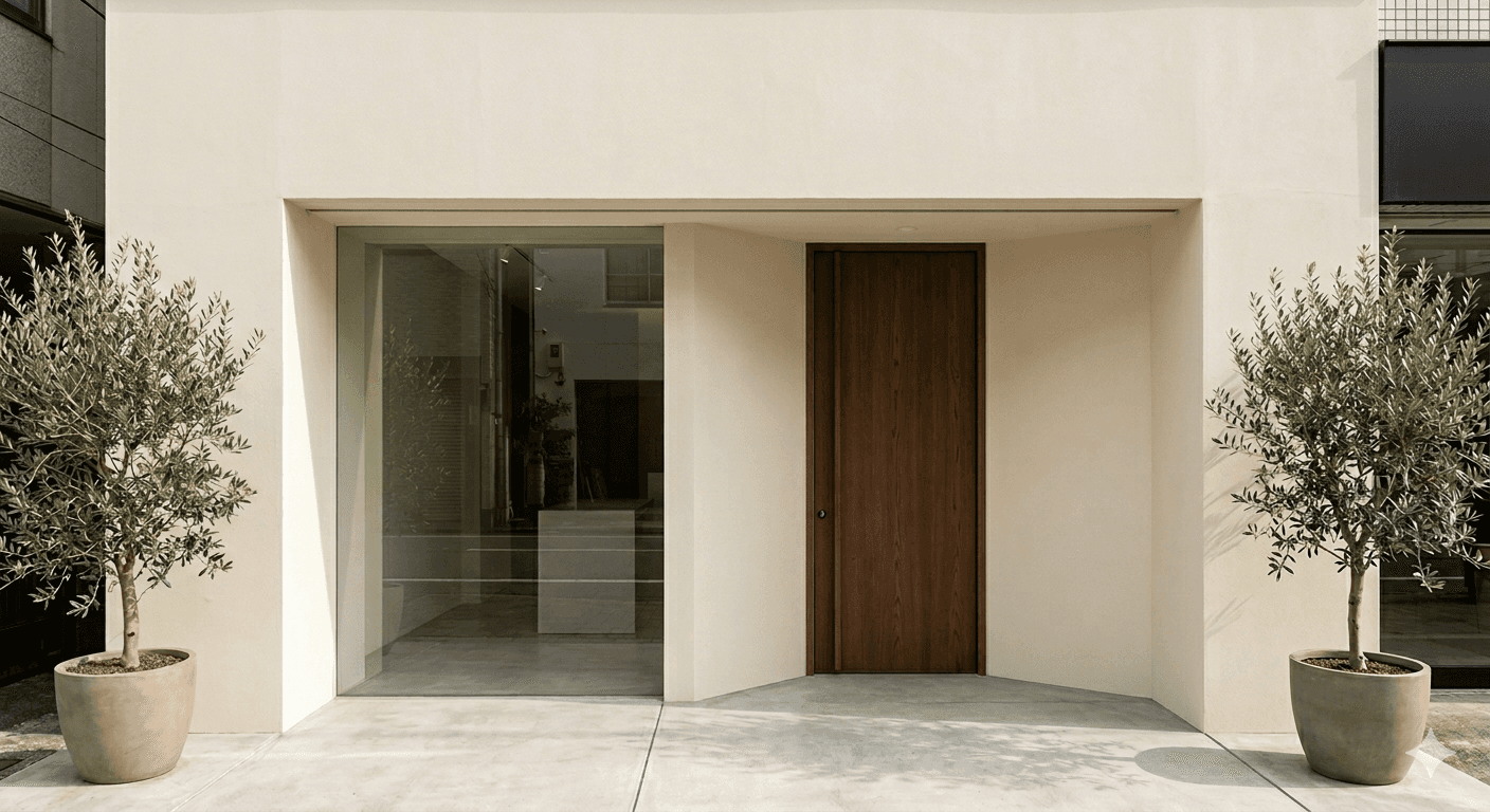Front door of a minimalist house