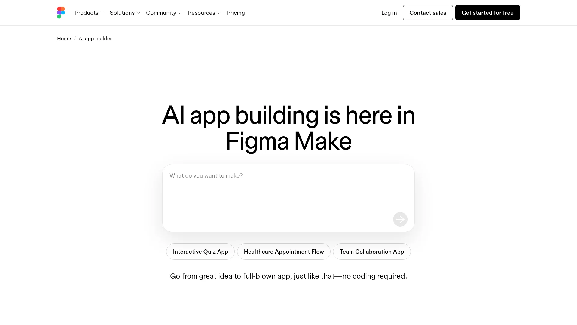 Figma Make AI app builder for turning ideas into interactive data-connected apps without coding