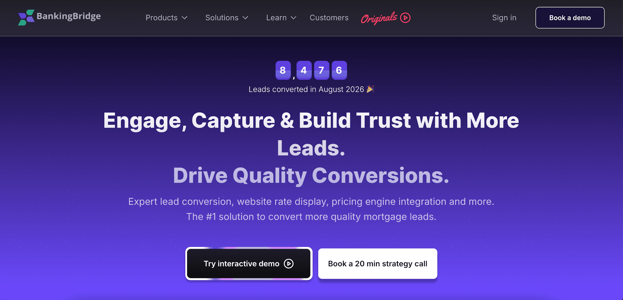 BankingBridge web homepage
