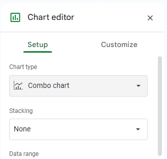 Change the chart to ‘Combo Chart’