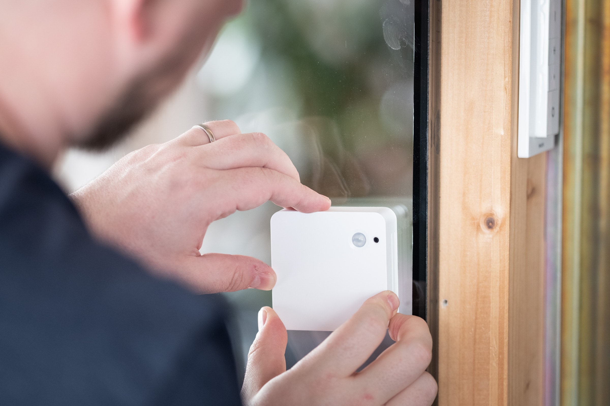 A sensor being installed