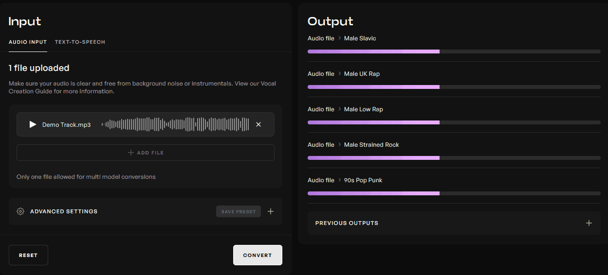 Five concurrent audio conversions in progress