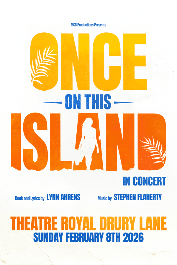 Once on this Island in Concert West end show logo with silhouette and palm leaves