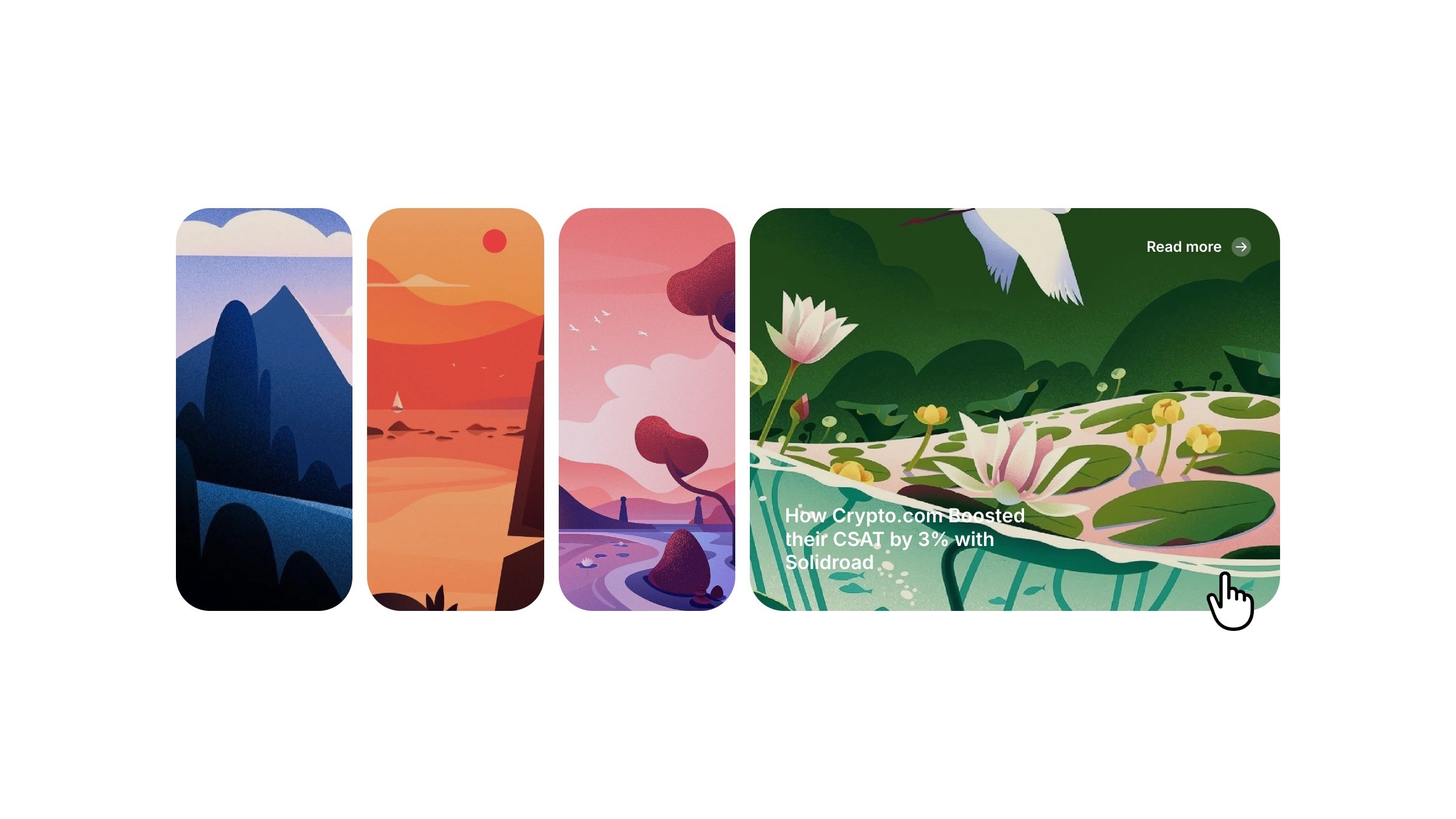 Colorful illustrated landscape carousel with nature scene and article preview