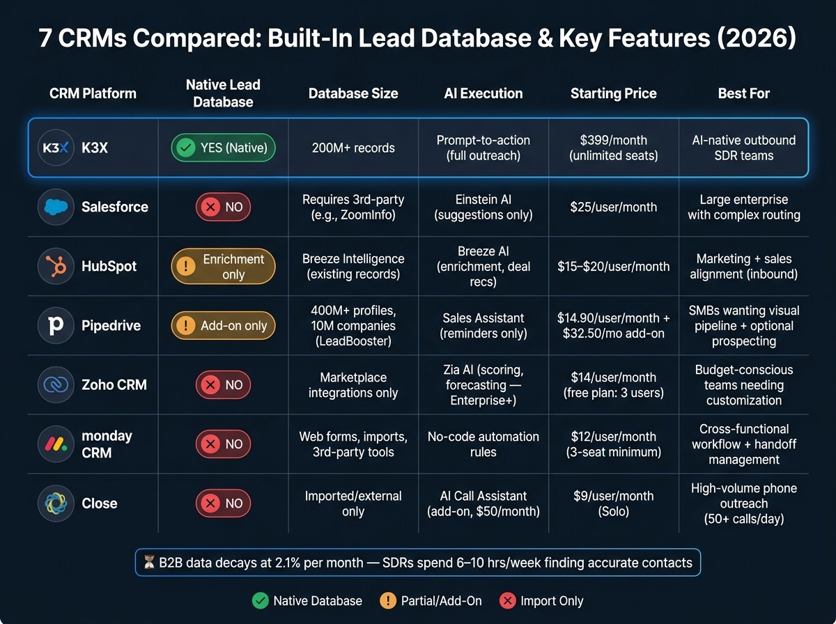 7 Best CRMs With Built-In Lead Database Compared (2026)