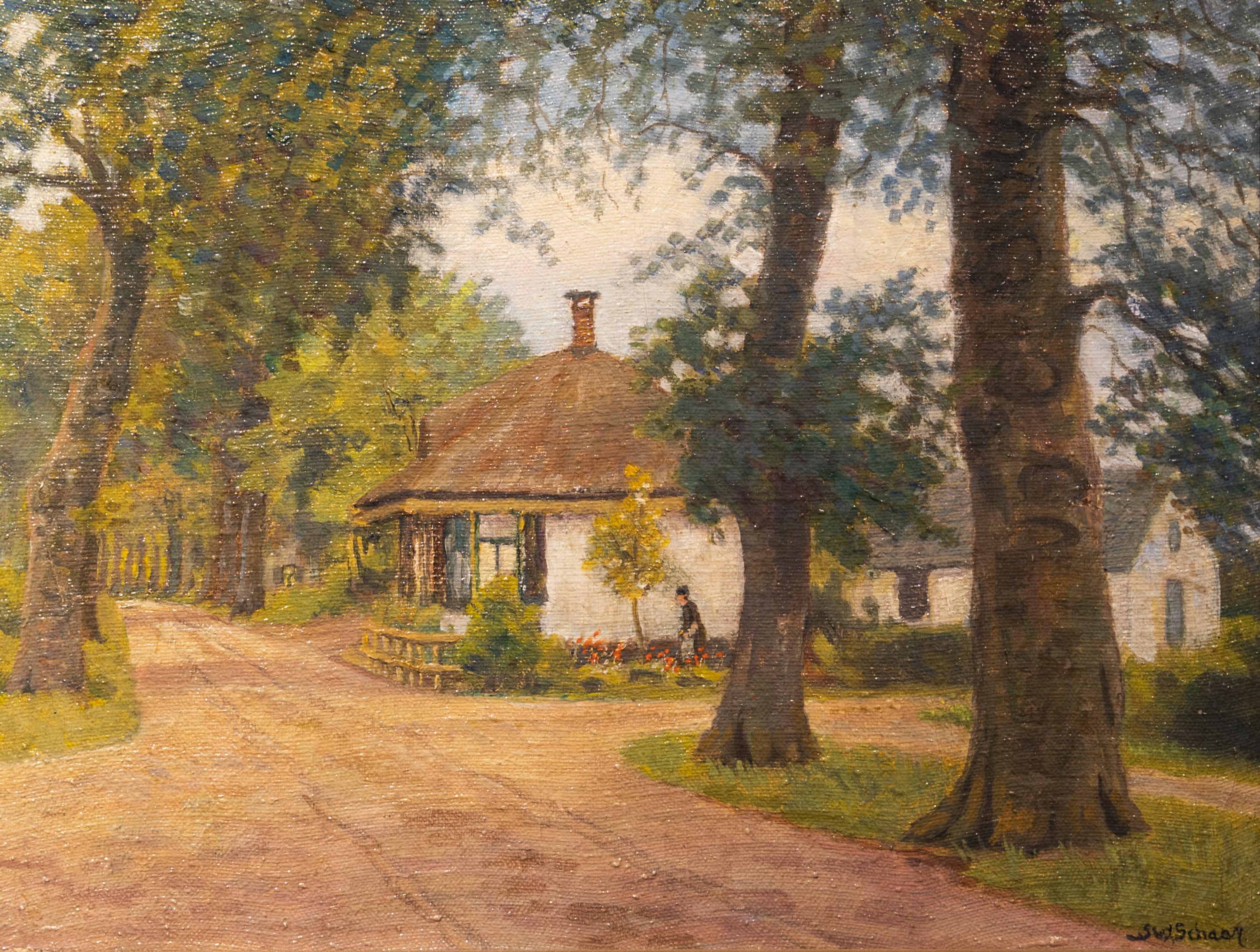 een schilderij van een huisje in Blaricum