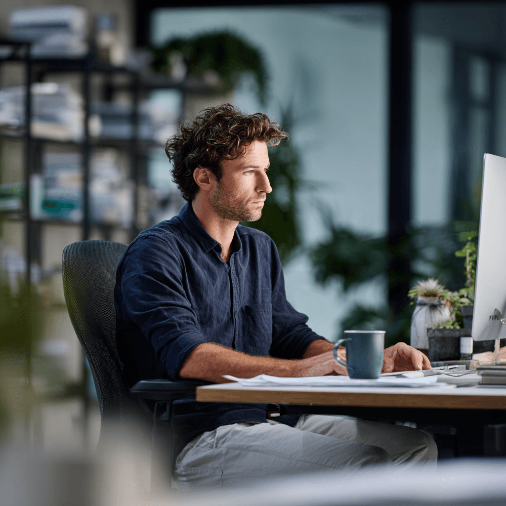 Man sitting at computer