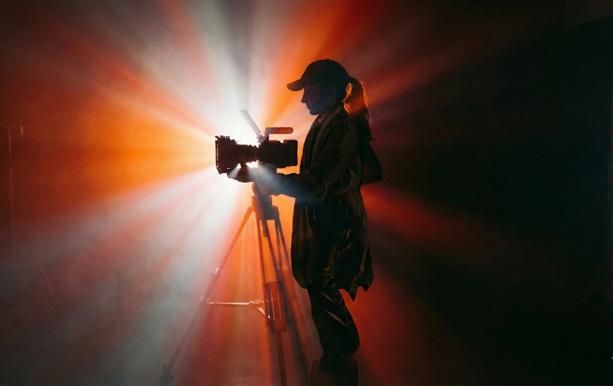 black and gray camera tripod