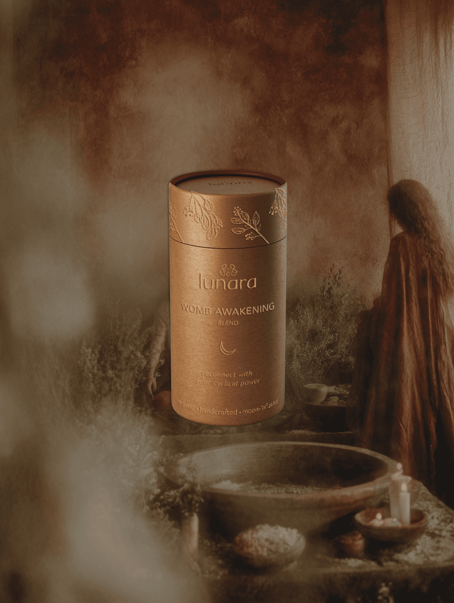 packaging design for lunara, herbal yoni steam blends