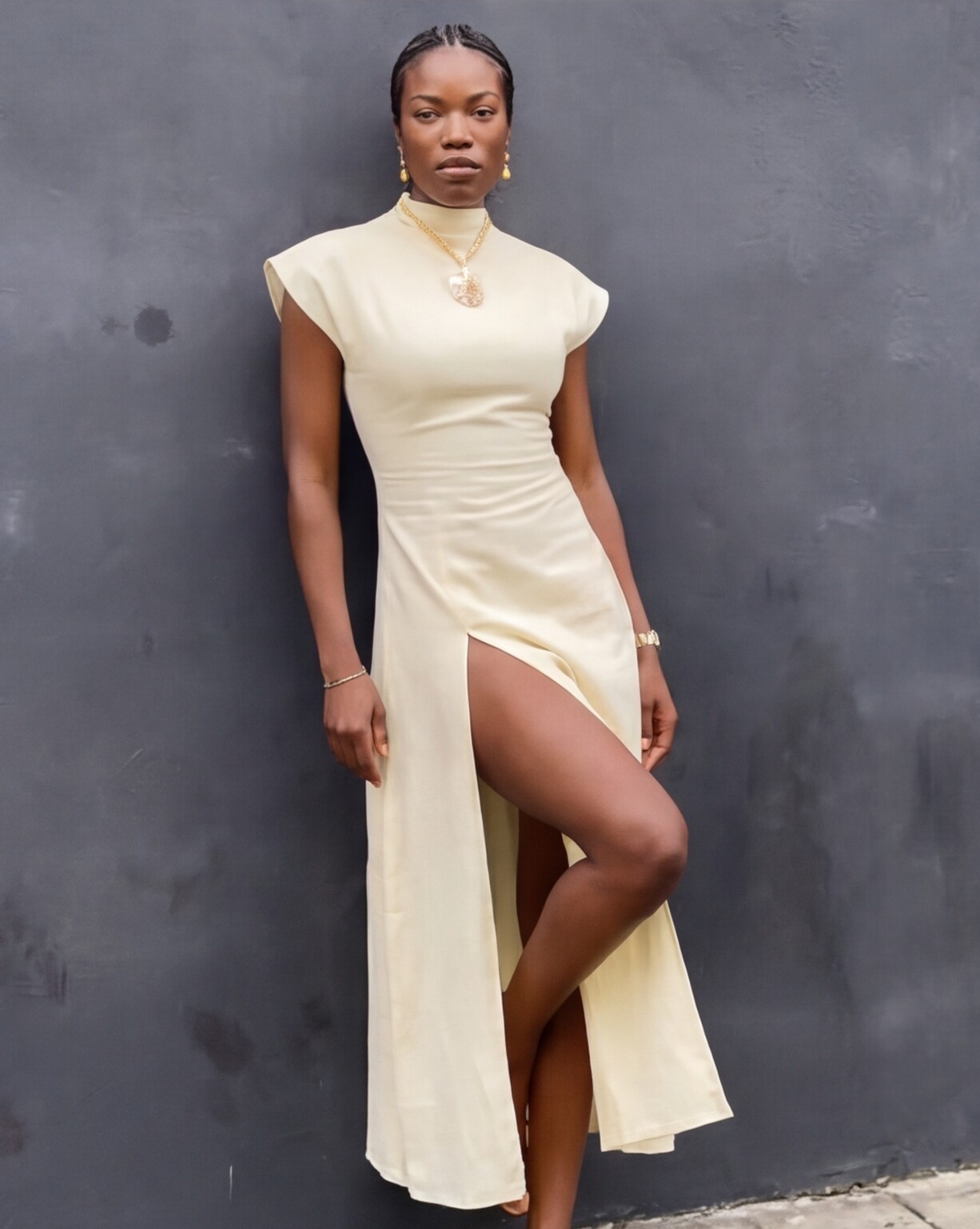 Beige Linen Blazer with Cream Wide Leg Trousers