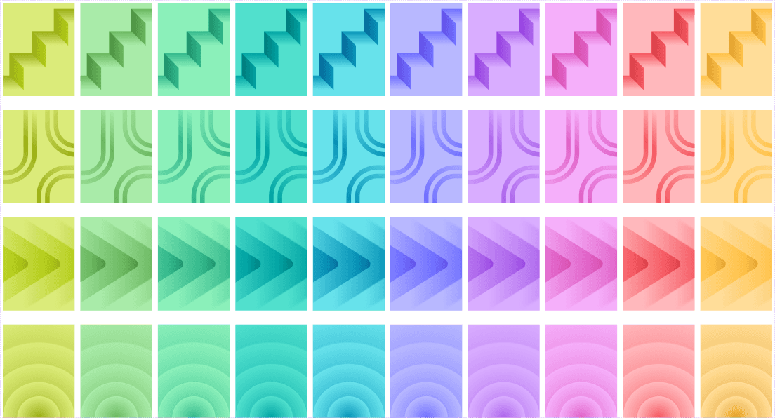 Lattice artwork grid combining cover themes and color palettes