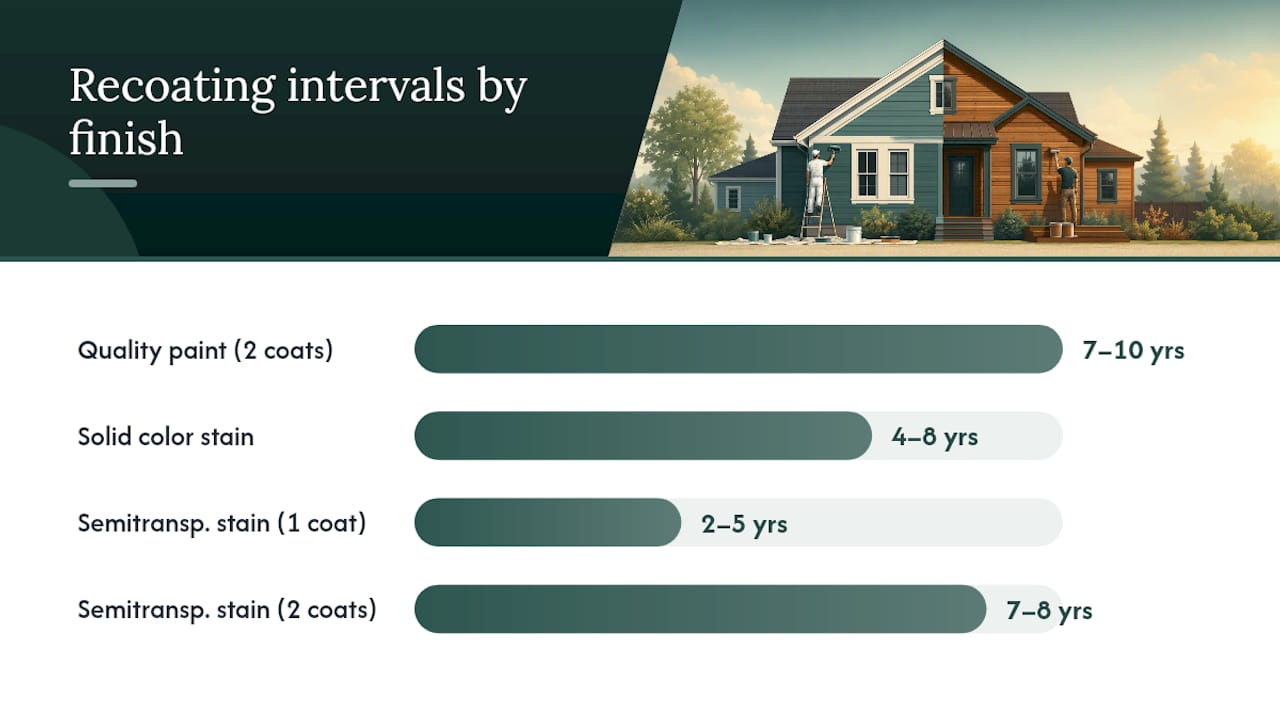 Comparison chart of exterior finish lifespans and maintenance