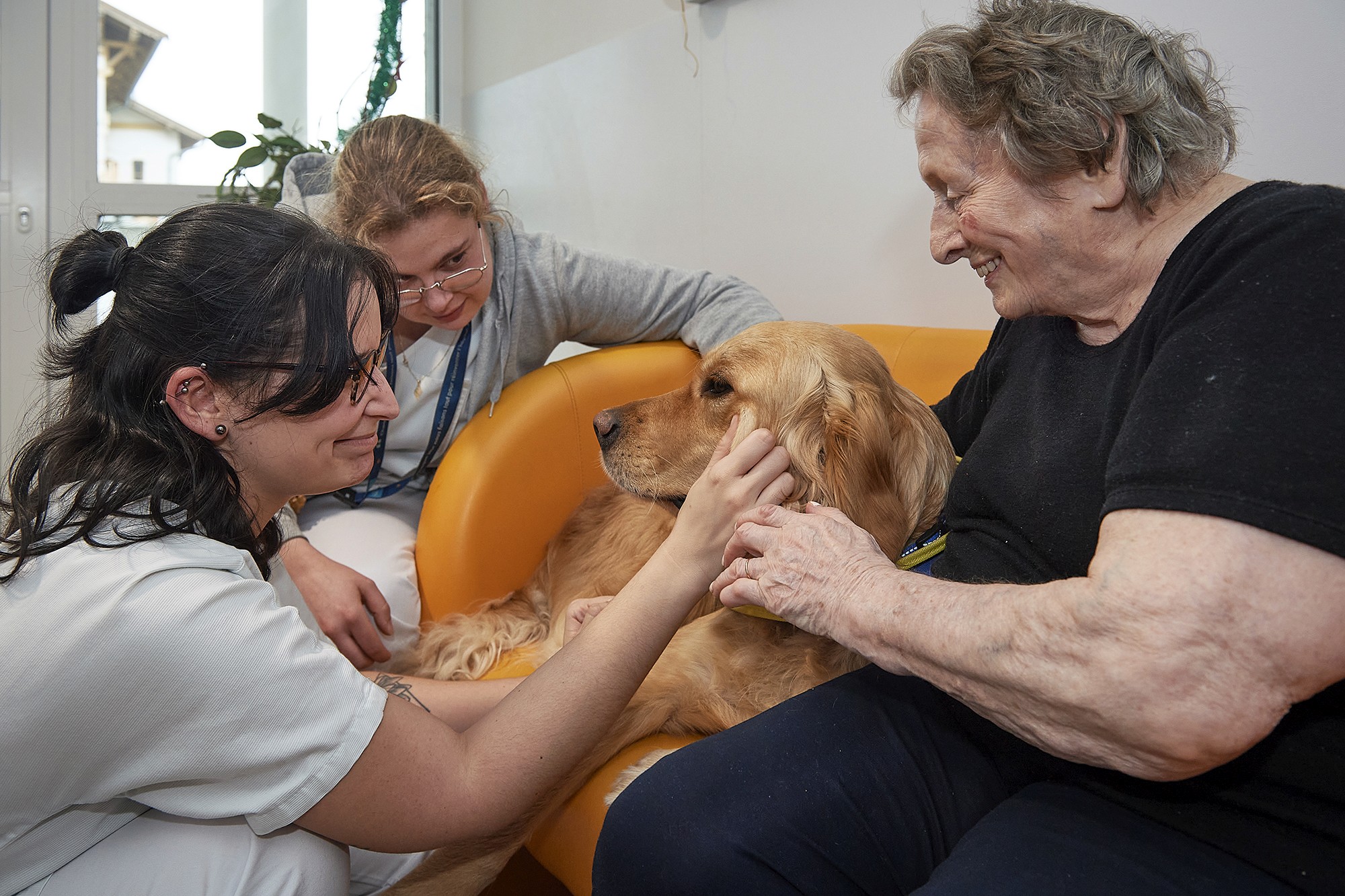 Petite pause réconfortante avec Saïko et sa gentillesse pour l’équipe médicale après des moments difficiles ou des journées éreintantes.