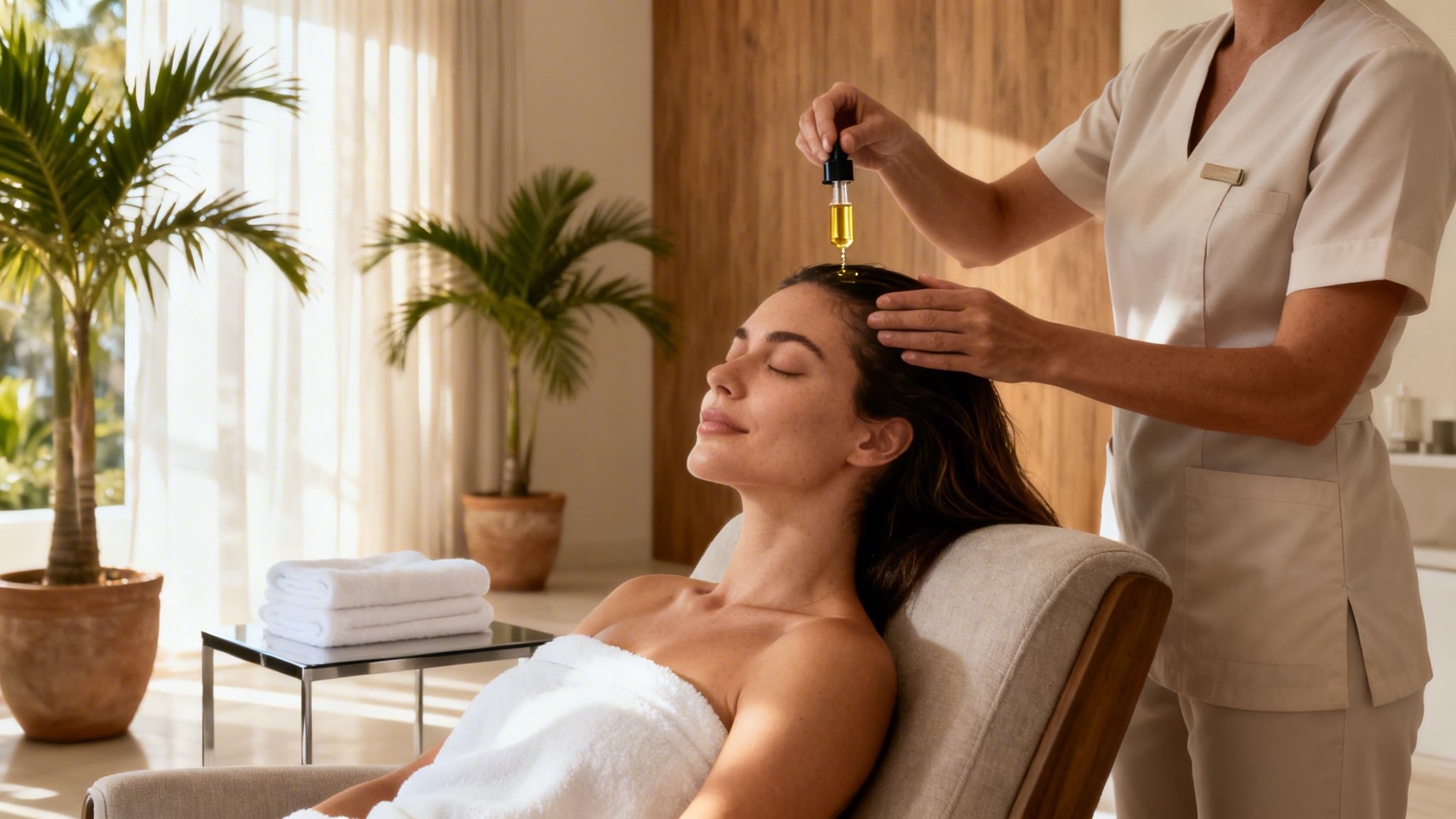 WOman getting a hair treatment